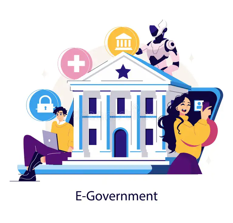 Illustration of residents using digital county services